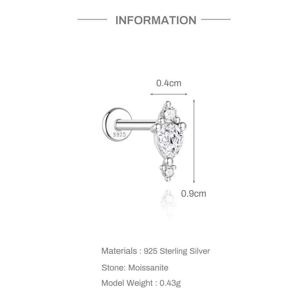 Aide 100% 925 Sterling Silver Shiny Moissanite Diamond Stud Earring Women Sparkling Party Christmas Gifts Anniversary Pendientes