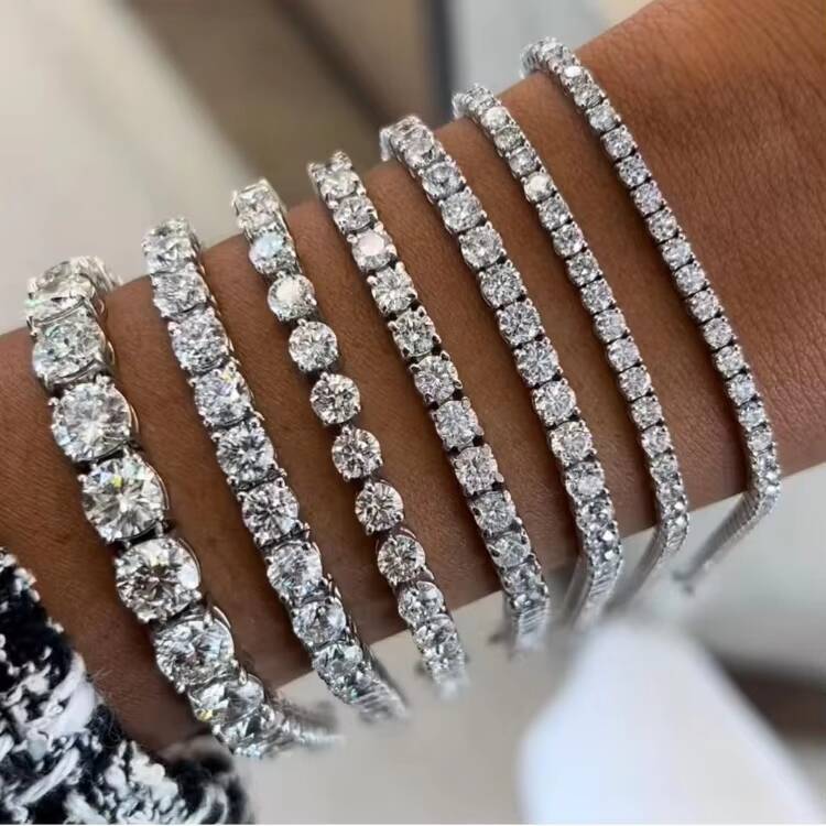 Wholesale 925 Silver Gold Plated 2mm -5mm Wide Bracelet Moissanite Diamond Tennis Bracelet Chain Men Women Bracelet