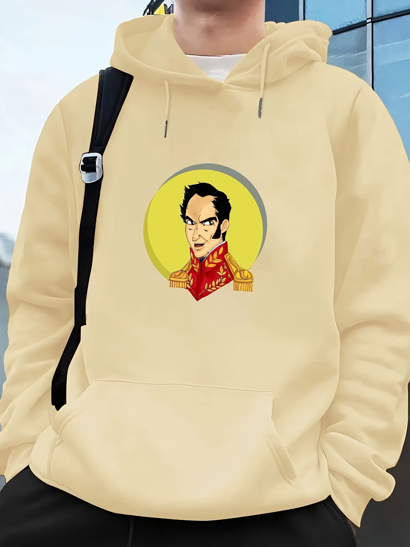 Men'S Casual Knit Hoodie Faith Over Fear Print - Regular Fit, Polyester 95% Spandex 5%, Long Sleeve Pullover with Pocket, Slight Stretch, All-Sea