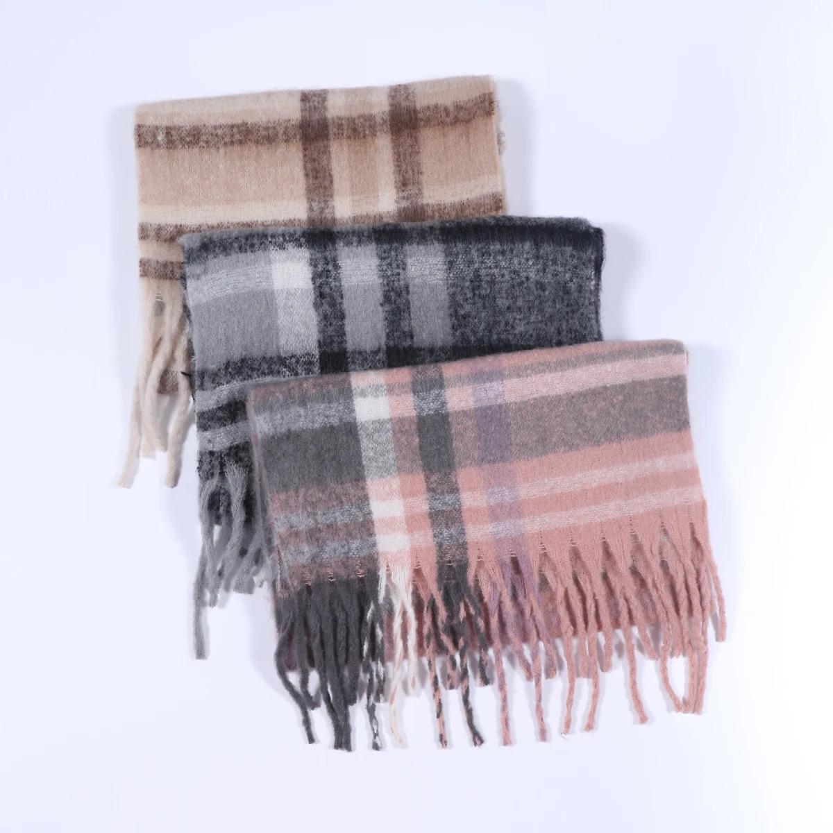 Winter Thick Stripe Cashmere Scarf for Woman Men Fashion Pashmina Large Tassel Shawls Wraps Soft Bufanda Warm Muffler Scarves 251225