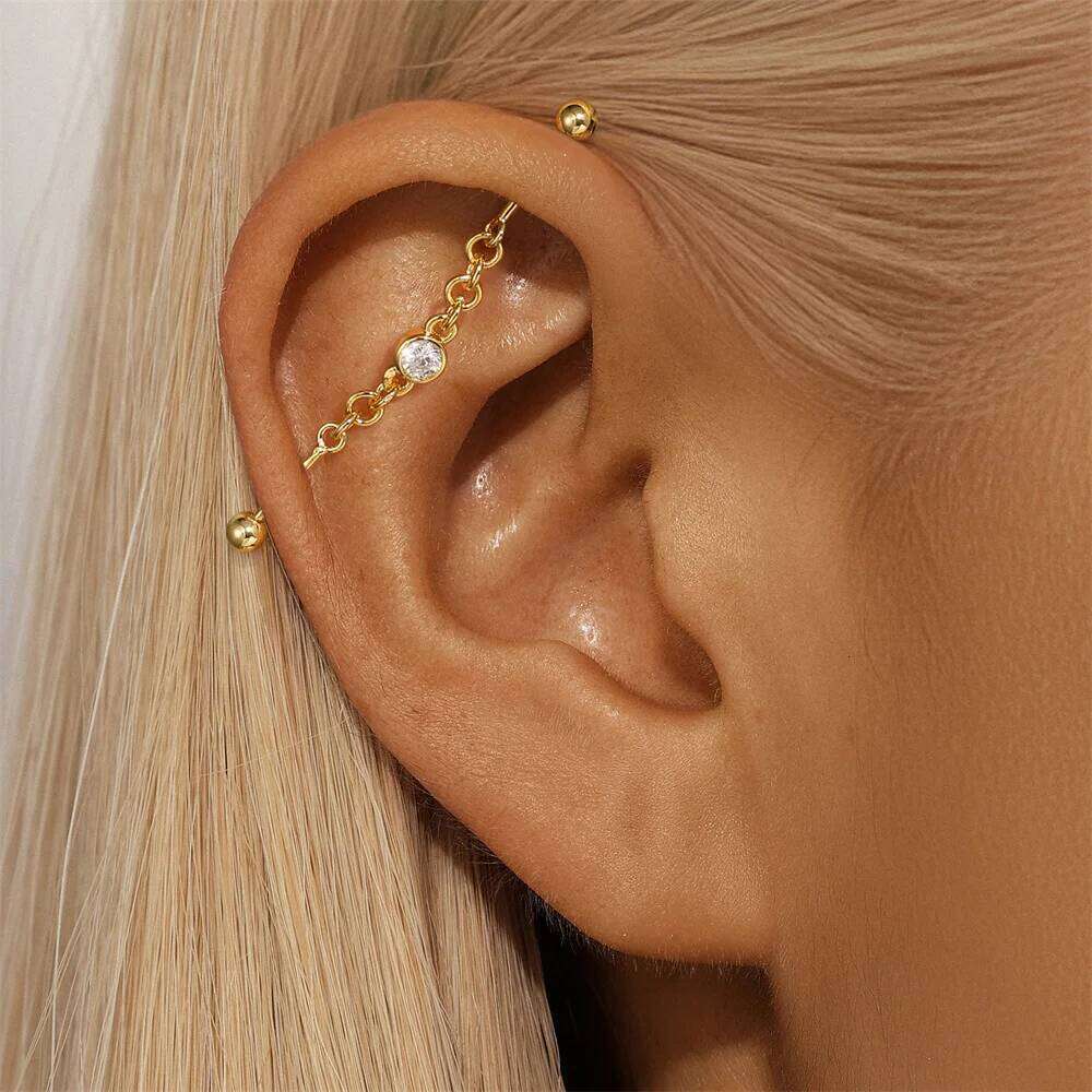 Aide 925 Sterling Silver Dangling Piercing Barbell Star Earring Tragus Cartilage Fine Jewelry DIY Industrial Rings