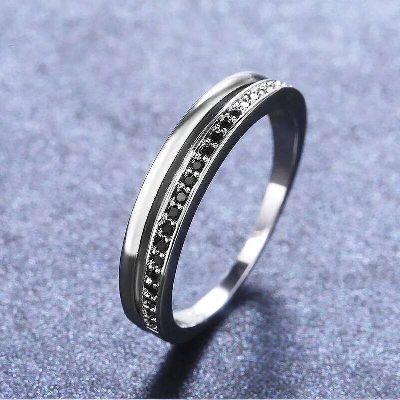 Huitan 2020 New Unique Black Cubic Zirconia Hollow Out Ring For Women Fashion Female Modern Wedding Jewelry Rings Dropshipping