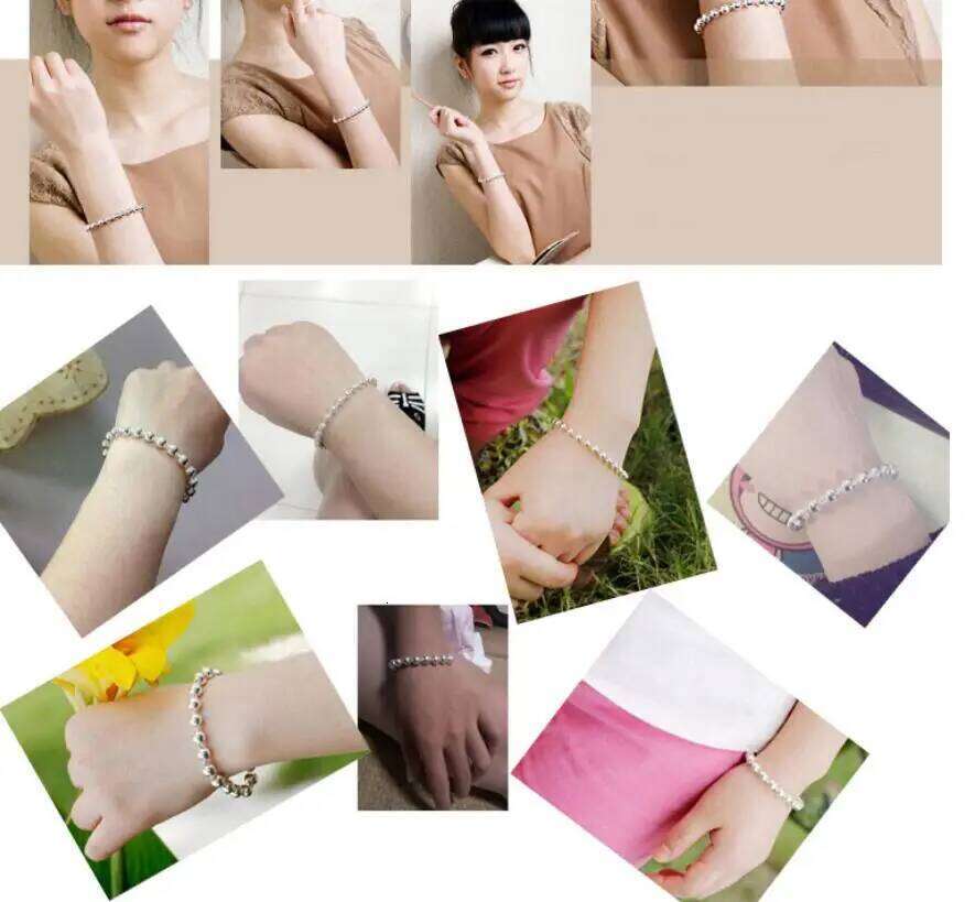 925 Sterling Silver 5MM Beads Bracelet For Women Fashion Simple Engagement Wedding Charm Jewelry
