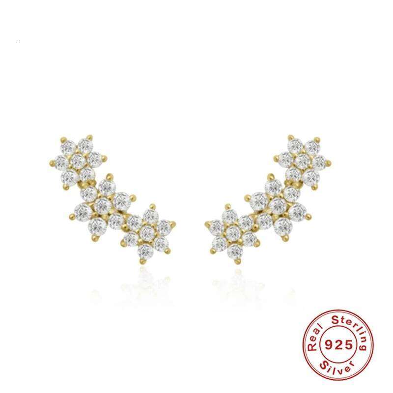 Aide 925 Sterling Silver Clear Black Zircon Crystal Three Flower Stud Earring 2020 Women Fashion Wedding Party Fine Jewelry