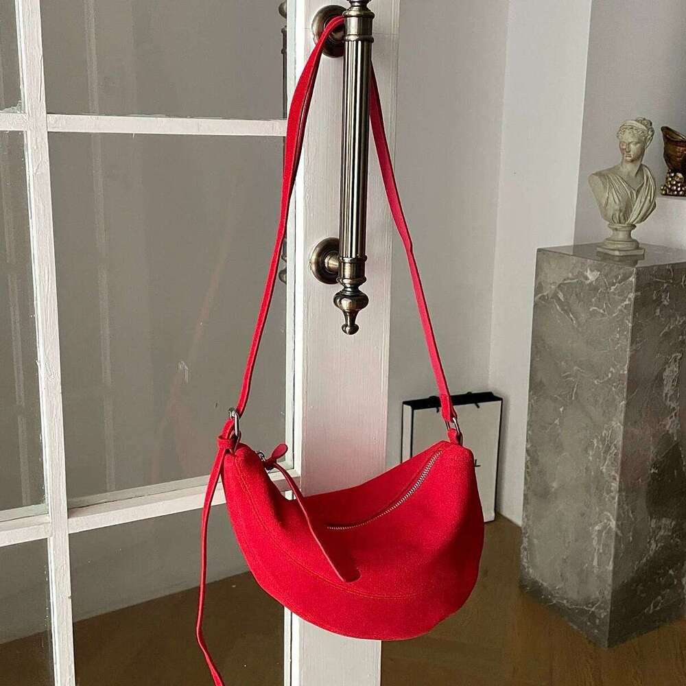 Suede Dumpling New Niche Design Frosted Cowhide Vintage Japanese Croissant Fashion Lady One-Shoulder Crossbody Bag Suotong251222