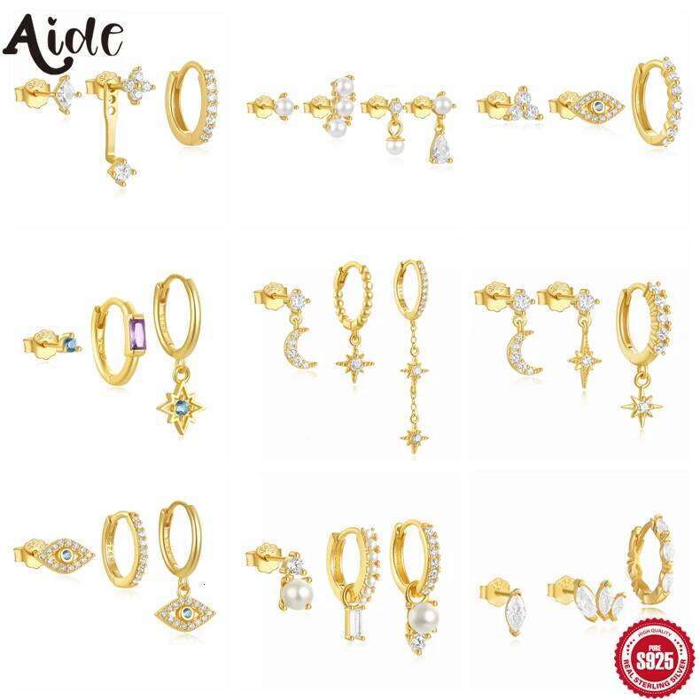 Aide 925 Sterling Silver Fashion Korea Micro-set Zircon Multi-layer Vertical Bar Geometric Earrings Temperament Exquisite Jewel