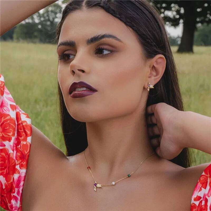 Aide 925 Sterling Silver Green Purple Cubic Zirconia Bird Stud For Women Vintage 18K Gold Plated Mismatched Earrings