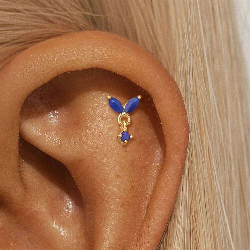 Aide 925 Sterling Silver Single 1 Piece Stud Earring Fashionable Shiny Cute Natural Lazurite Flat Head Piercing Studs For Women