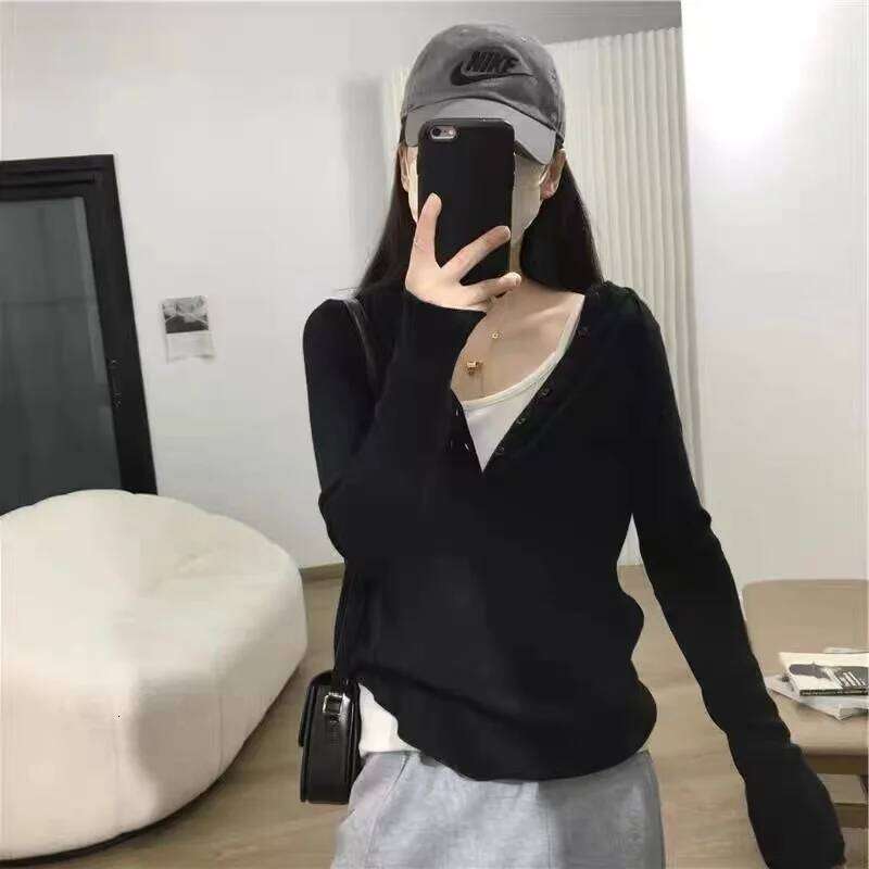 New Women's Pullover Hooded Sweater Spring And Autumn V-Neck Lazy Style Versatile Fashion Cashmere Solid Color Pul