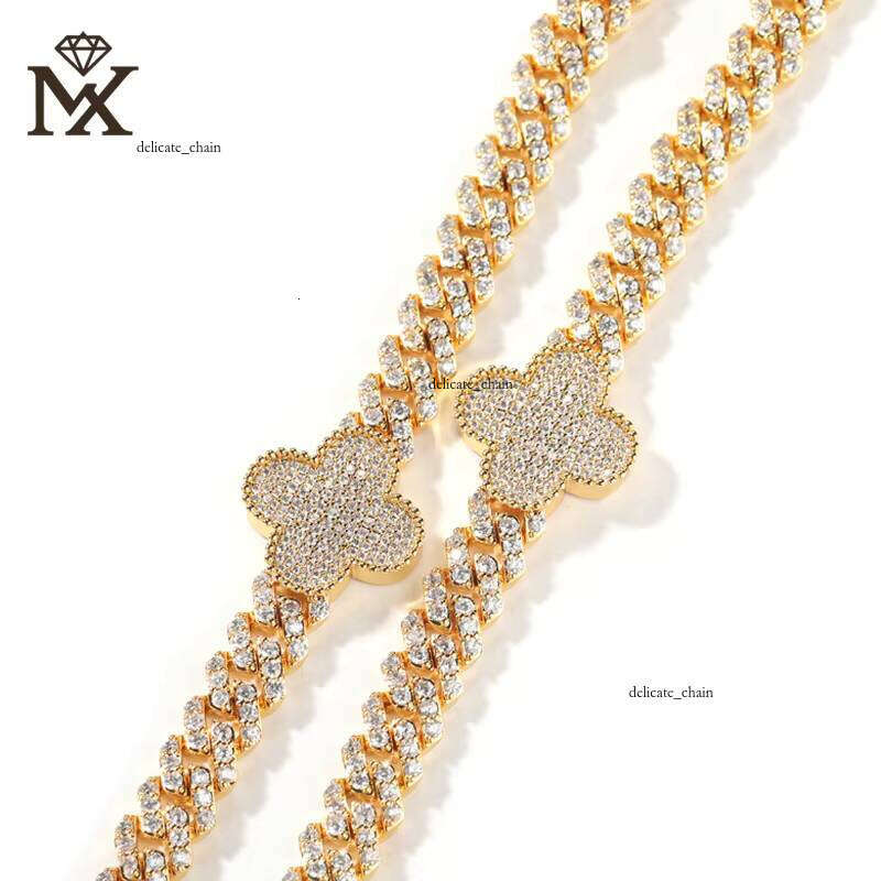 VVS Moissanite Hip Hop Style casual Four Leaf Clover Necklace Men and Women fashion Jewelry Accessories