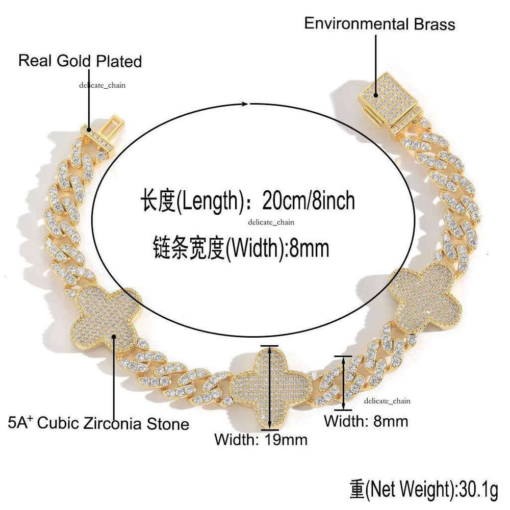 BESXL0402 Floral Hot Sale Four Necklaces New Design Shiny VVS Moissanite with Cuban Chain Link Gift