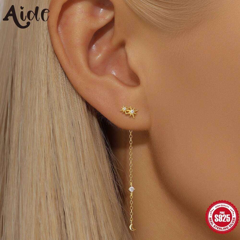 Aide 925 Sterling Silver Line Long Hanging for Women 18K Gold Color Ear Wire Piercing Drop Earring Accessories Jewel