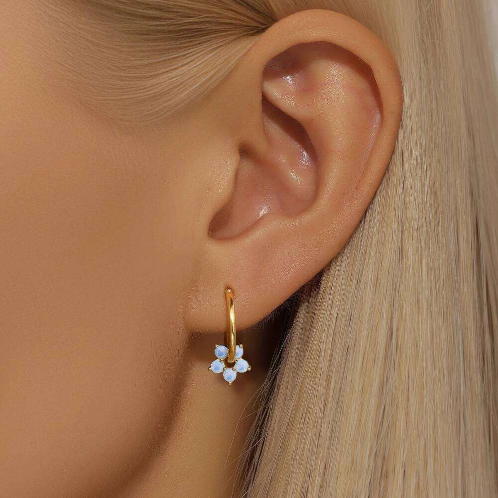 Aide 925 Sterling Silver Micro Inlaid Four-Leaf Clover Earrings Women Diamonds Ear Clasps Design Elegant Noble Temperament Hoops