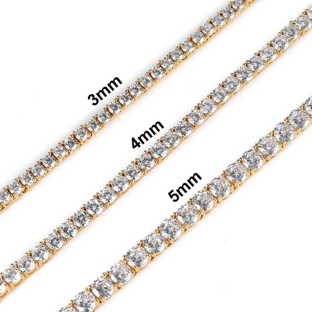 Hot Selling Unisex Tennis Chain Necklace One Row with 3mm-5mm vvs moissanite vvs moissanite Stylish Hip Hop Icy Jewelry