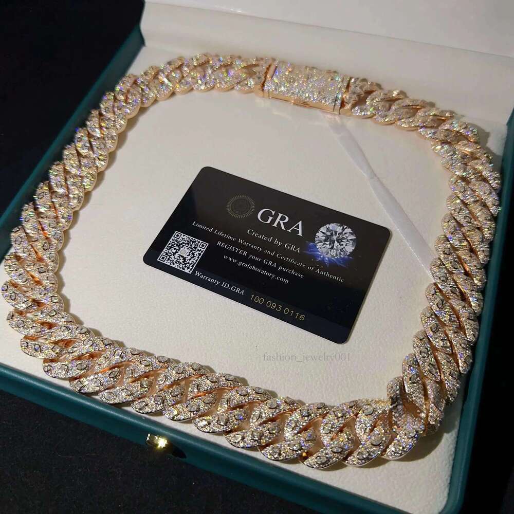 High Quality Hip Hop Custom Diamond 20MM Width Iced Out Jewelry 925 Sterling Silver Moissanite Cuban Link Chain