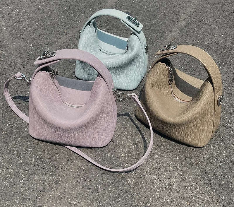 New Bento Shape Small Tote Light Purple Color Leisure Genuine Cow Leather Women Crossbody Bag High Quality Summer Purse MASA