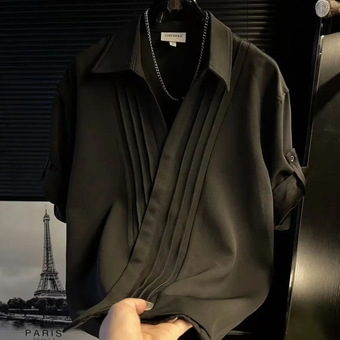 Fashionable High-end Versatile Tops Men Handsome Loose Korean Style Short-sleeved Light Large Size Handsome POLO Shirts 251230