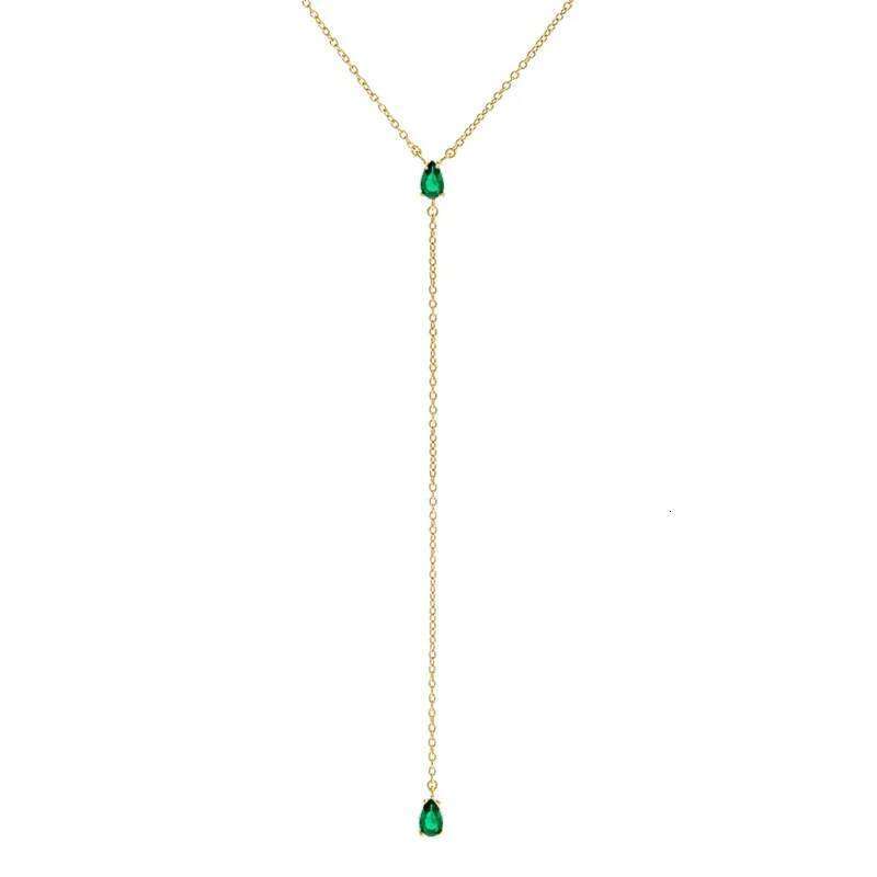 Aide 925 Sterling Silver Elegant Y Shape For Women Temperament Long Chain Tassel Water Drop CZ Zircon Pendant Necklace