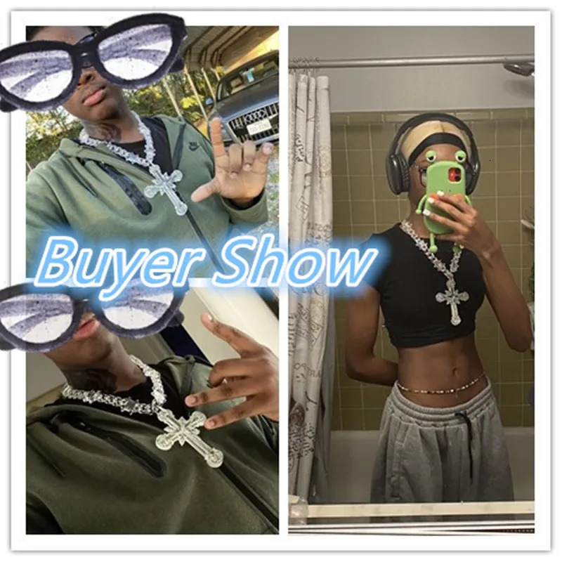 Transparent Acrylic Big Jesus Christ Cross Necklace Pendants Men Hip Hop Barbed Wire Cuban Link Chain Choker Male Jewelry Gifts 251230