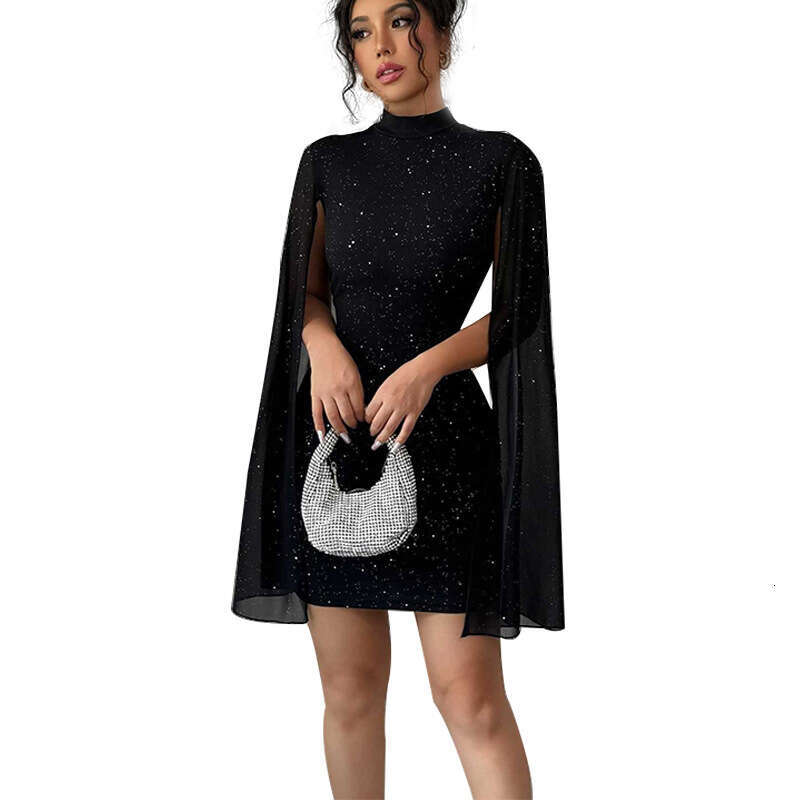 Cross-Border European and American Elegant Style Slim 2026 New Foreign Trade Women's Bodycon Stretch Midi Dress