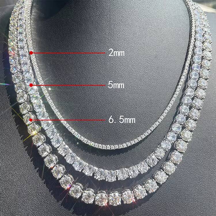 RTS Passed Diamond Tester Tennis Chain S925 Silver with Iced Out Vvs Moissanite Tennis Necklace for Women Necklace