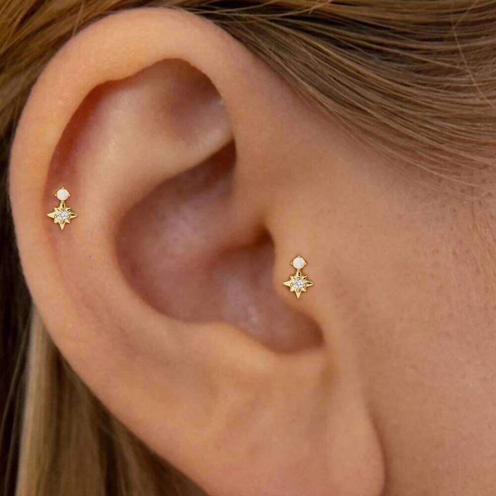 Aide 925 Sterling Silver Ear Studs Zirconia Minimalist Small Stud For Women Fashion Opal Earrings Fine Jewelry Gifts