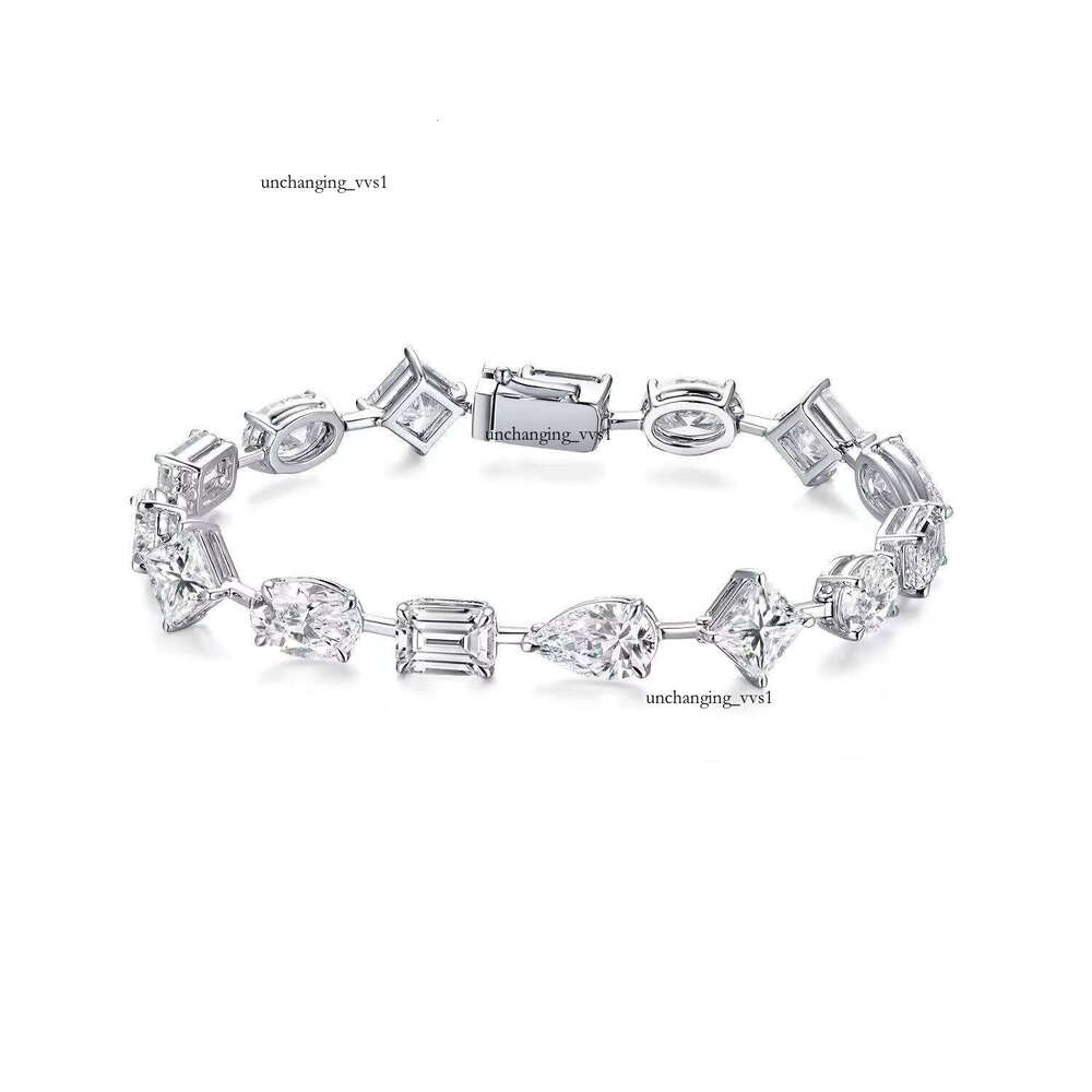 Wholesale Custom Fashion Luxury Genuine 18k White Gold Plated VVS CVD Lab Grown VVS Moissanite Jewelry Bracelet