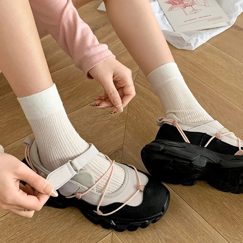 Comemore Retro Ballet Style Sneakers Shallow Mouth Thick Sole Single Shoe for Women Spring Autumn Casual Sport Mary Jane Shoes 251230