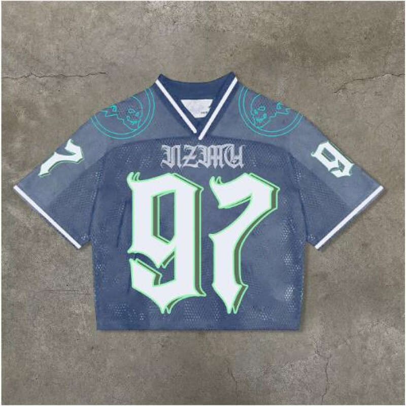 2026 Cross-Border Jersey European and American Foreign Trade New Casual V-Neck Short Sleeve Digital Print Pullover Men's T-Shirt