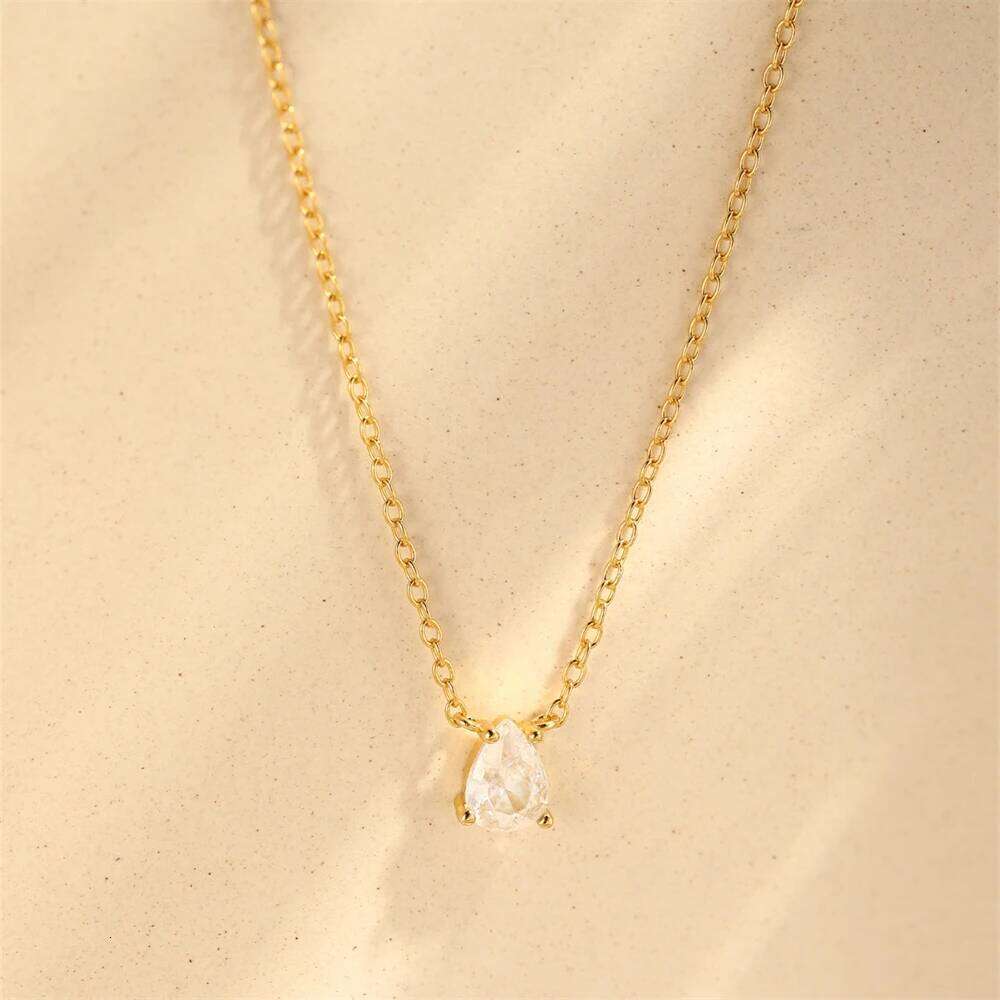 Aide 925 Sterling Silver Trend Elegant Jewelry Water Droplet Zircon Pendant Unquie Women Fashion Necklace Collars Jewel