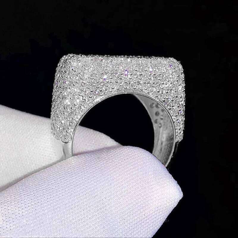 Huitan Geometric Square Shaped Cubic Zirconia Women Rings for Wedding Engagement Band Accessories Sparkling Trendy Jewelry