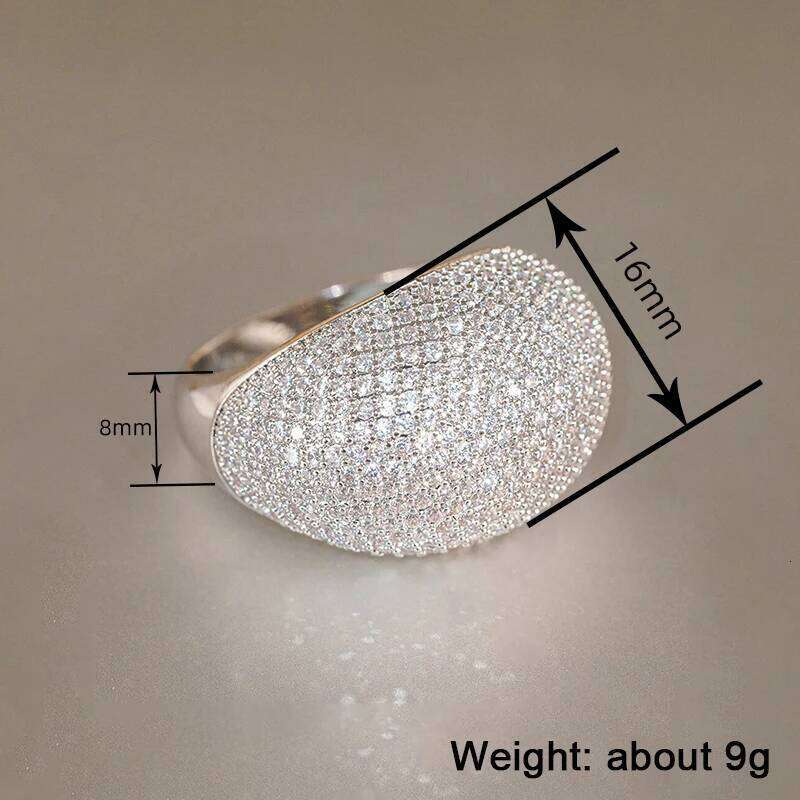 Huitan Bling Women Rings Full Paved Cubic Zirconia Sparkling Wedding Band Accessories Silver Color/Gold Color Fashion Jewelry