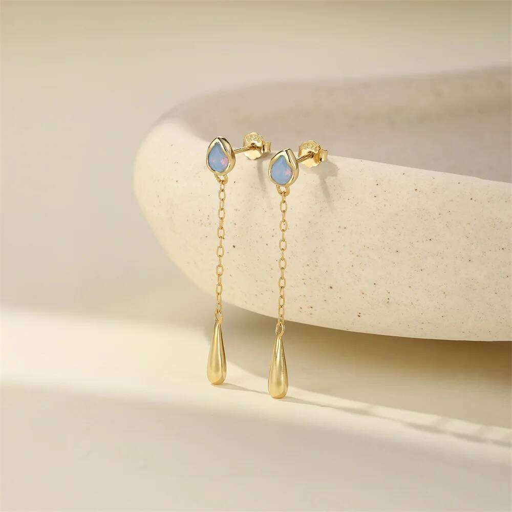 Aide 925 Sterling Silver Water Drop Cubic Zirconia Stud Earring for Women Luxury CZ Drangles Earrings Wedding Party Fine Jewelry