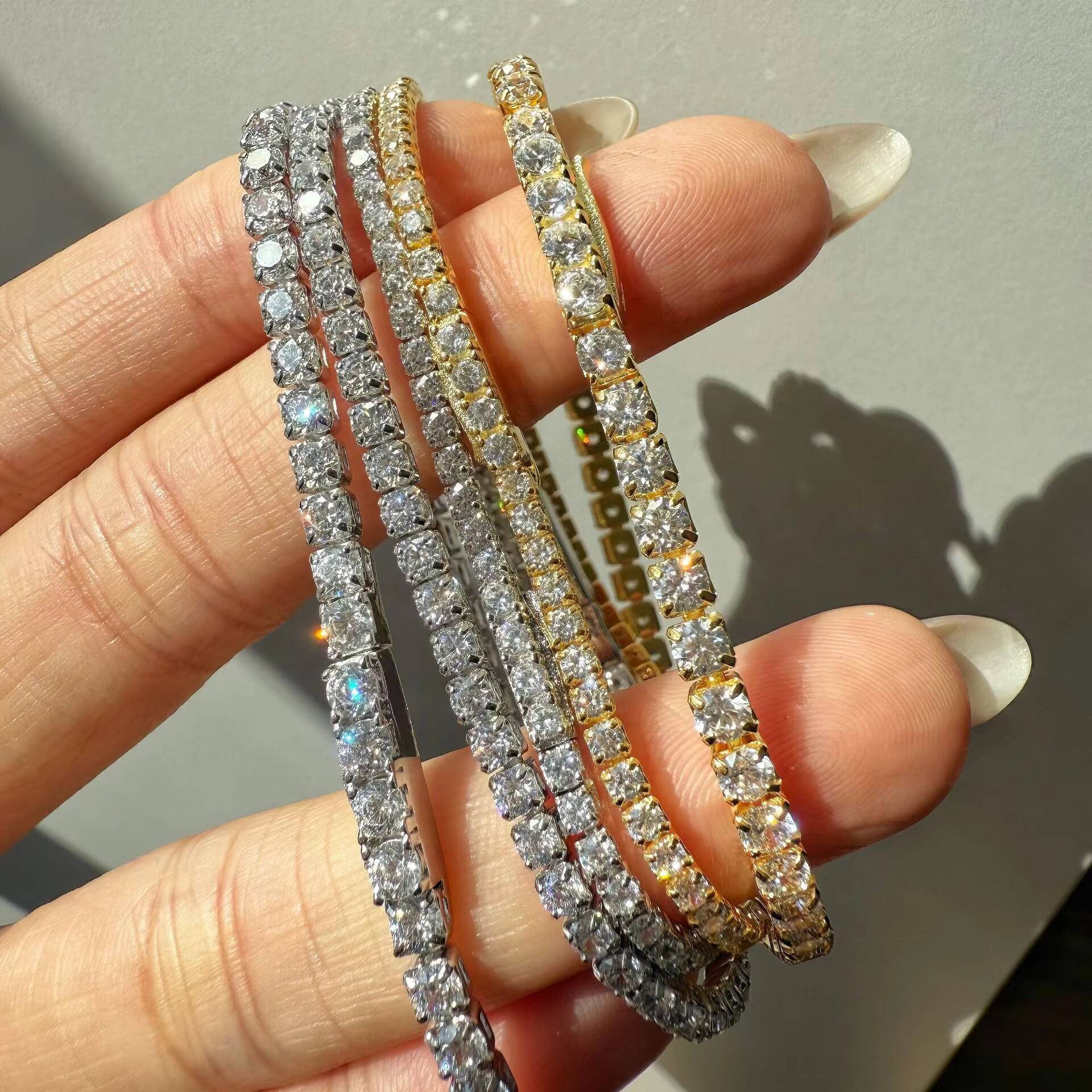 Factory Price 925 Silver Tennis Chain Bracelet 2mm 25mm Diamond VVS Moissanite Iced Out Hip Hop Style