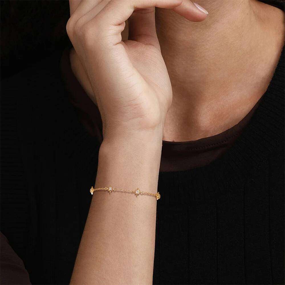 AIDE 925 Sterling Silver Princess Sky Blue Bow Bracelet For Women Korean Ins Sweet Fashion Jewelry Girl Baby Birthday Party Gift