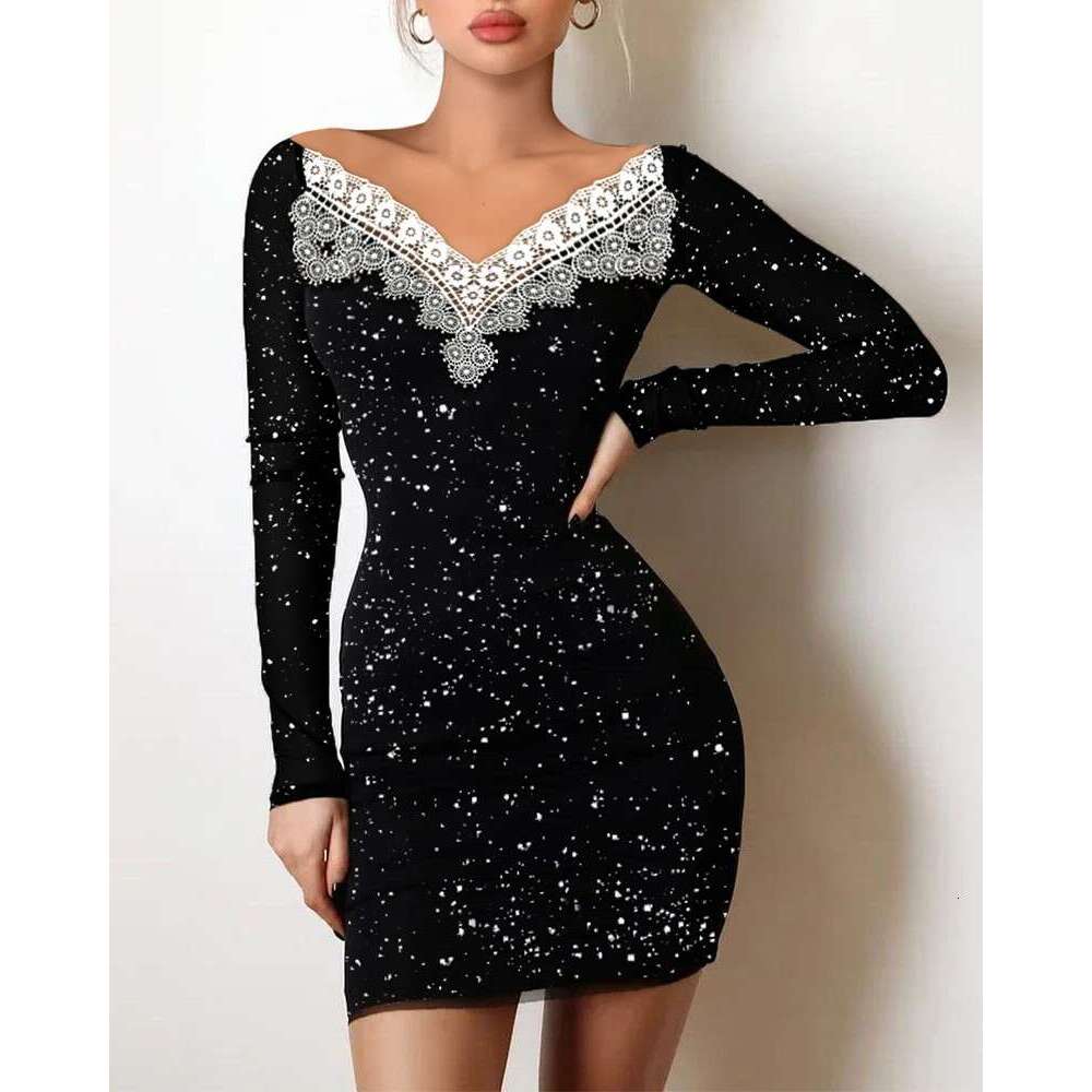 211125#European and American Cross-Border Women's Fashion Slim Fit Silver One-Shoulder Bodycon Black Dress Evening Gown