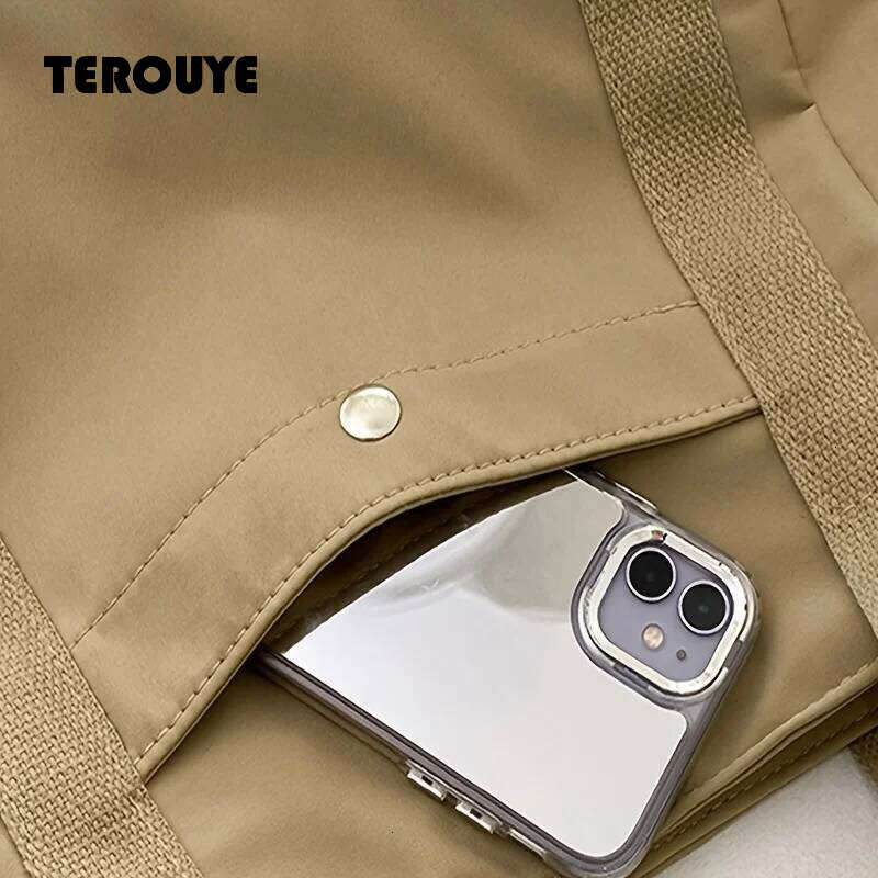 Large Capacity Nylon Crossbody Casual Solid Color Messenger Shoulder Bag With Removable Strap TEROUYE