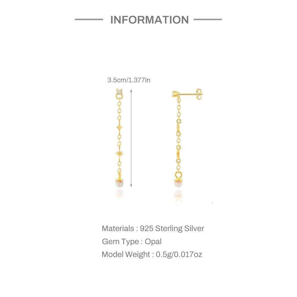 Aide 1piece 925 Sterling Silver Opal Pendant Tassel Earrings For Women Exquisite Charms Drangle Hanging Earring Bride Gift Jewel