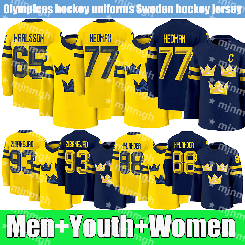 team Sweden hockey jersey 2026 Sweden Olympices Hockey Jerseys William Nylander Victor Hedman Elias Pettersson Adrian Kempe Joel Eriksson Ek Lucas Raymond Jersey