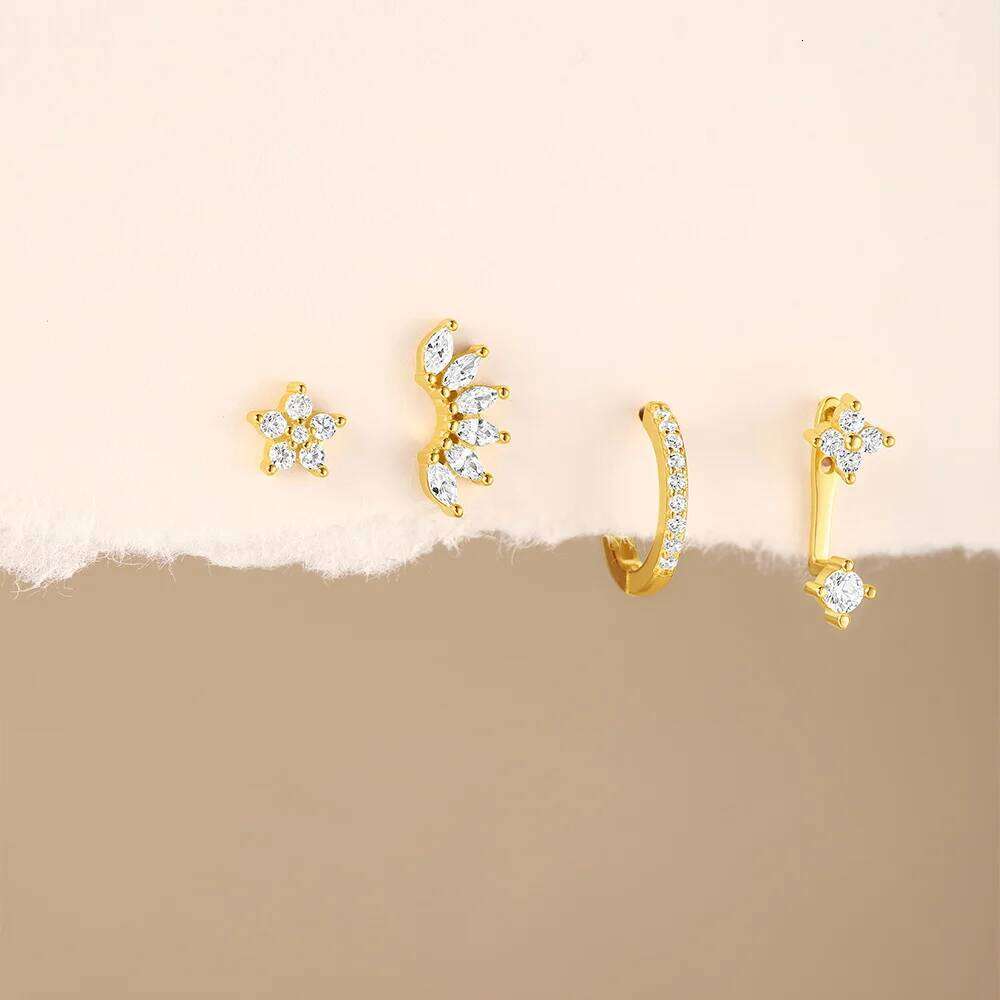 Aide 925 Sterling Silver Cubic Oxygen Zircon 3pcs INS Korean Hot New Sales Round Earrings For Women Girls Fine Jewelry