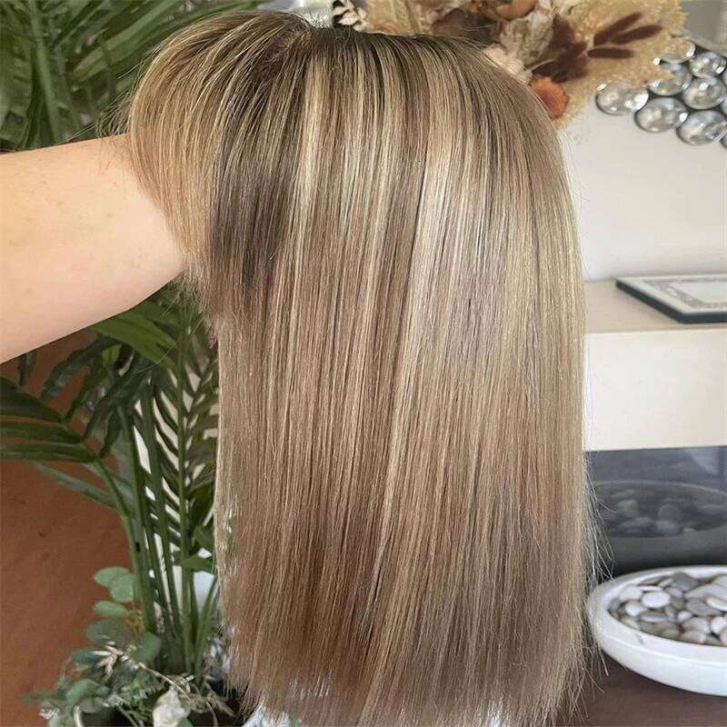 New Fashion Short Bob Wigs Bangs Synthetic Hair as Realistic wigs woman with Natural Roots Lace Part Wig Glueless Sale