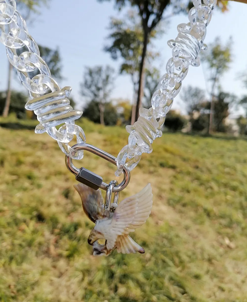 FishSheep Acrylic Clear Chain Eagle Skull Lock Pendant Necklace Men Women Hip Hop Spike Resin Elephant Choker Necklace Jewelry 251230
