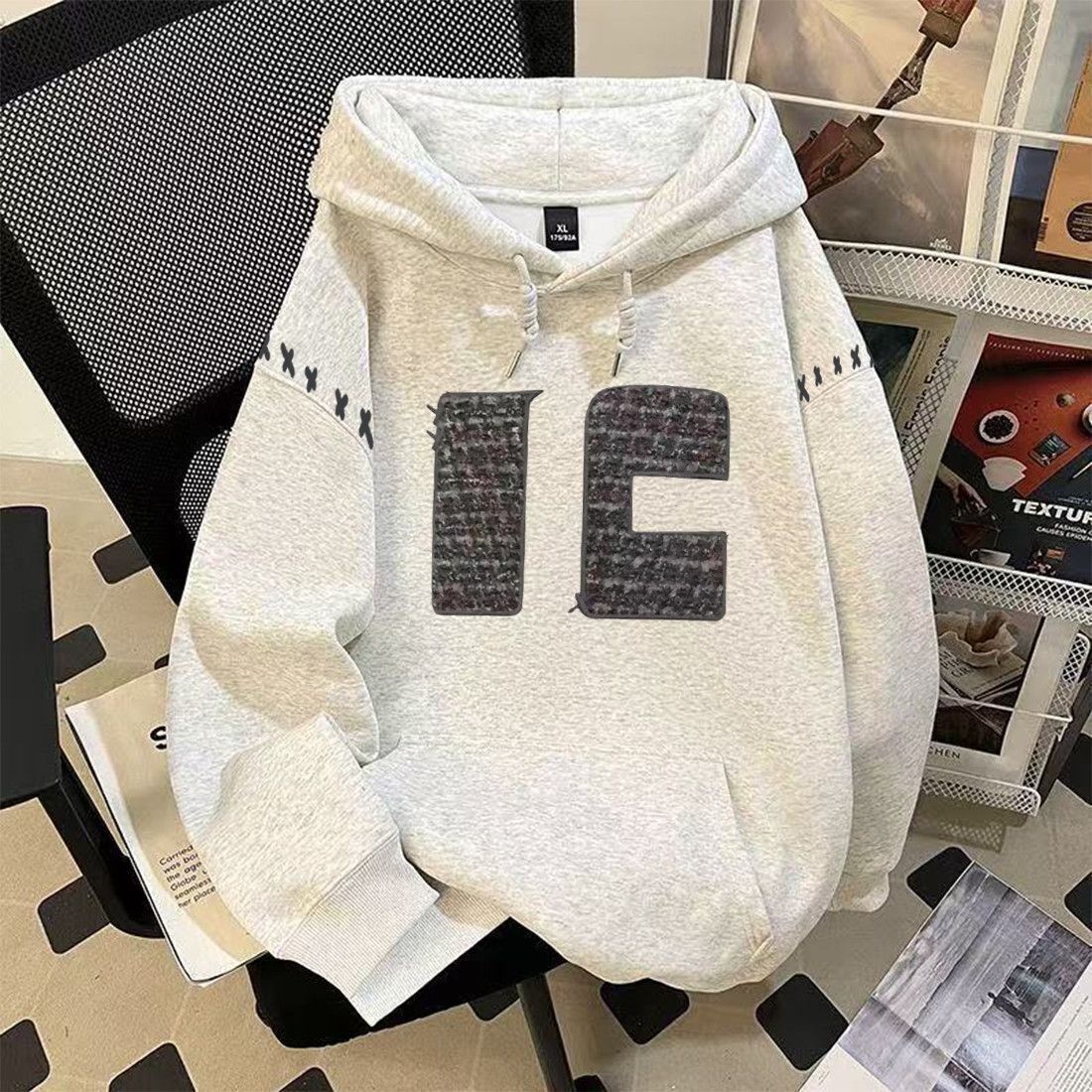 NASA American Style Heavyweight Fleece Hoodie Unisex Loose Fit Versatile Autumn Winter Couple Trendy Slimming Jacket Top