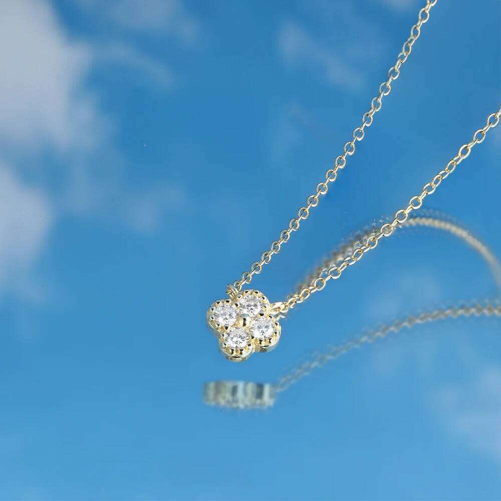 Aide Plata Real 925 Sterling Silver Lucky Lady European And American Four-leaf Clover Chain Turquoise Necklace