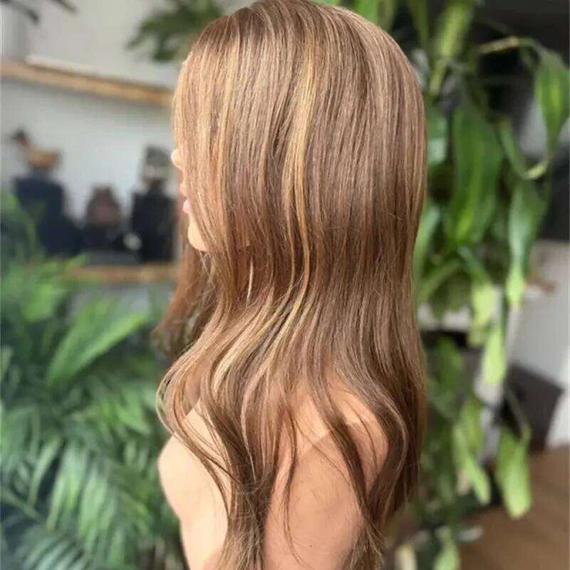 26 Inch Honey Brown Blonde Mix Heat Resistant HighDensity Realistic Synthetic HD Lace Front Wig Daily Party Cosplay Wigs