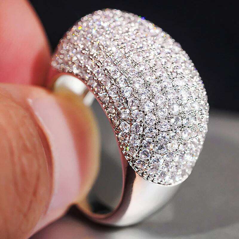 Huitan Sparkling Women Rings for Wedding Engagement Party Full Bling Crystal Cubic Zirconia Luxury Trendy New Jewelry