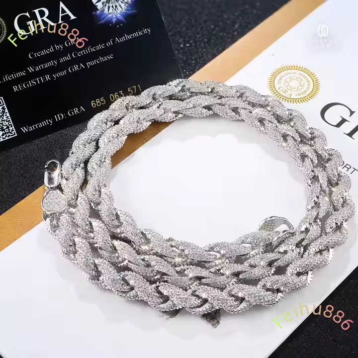 VVS D Color Moissanite Necklace for Men Hop S925 Silver Chain with Cuban Link Bracelet Iced Tennis Rope High-quality Jewelry