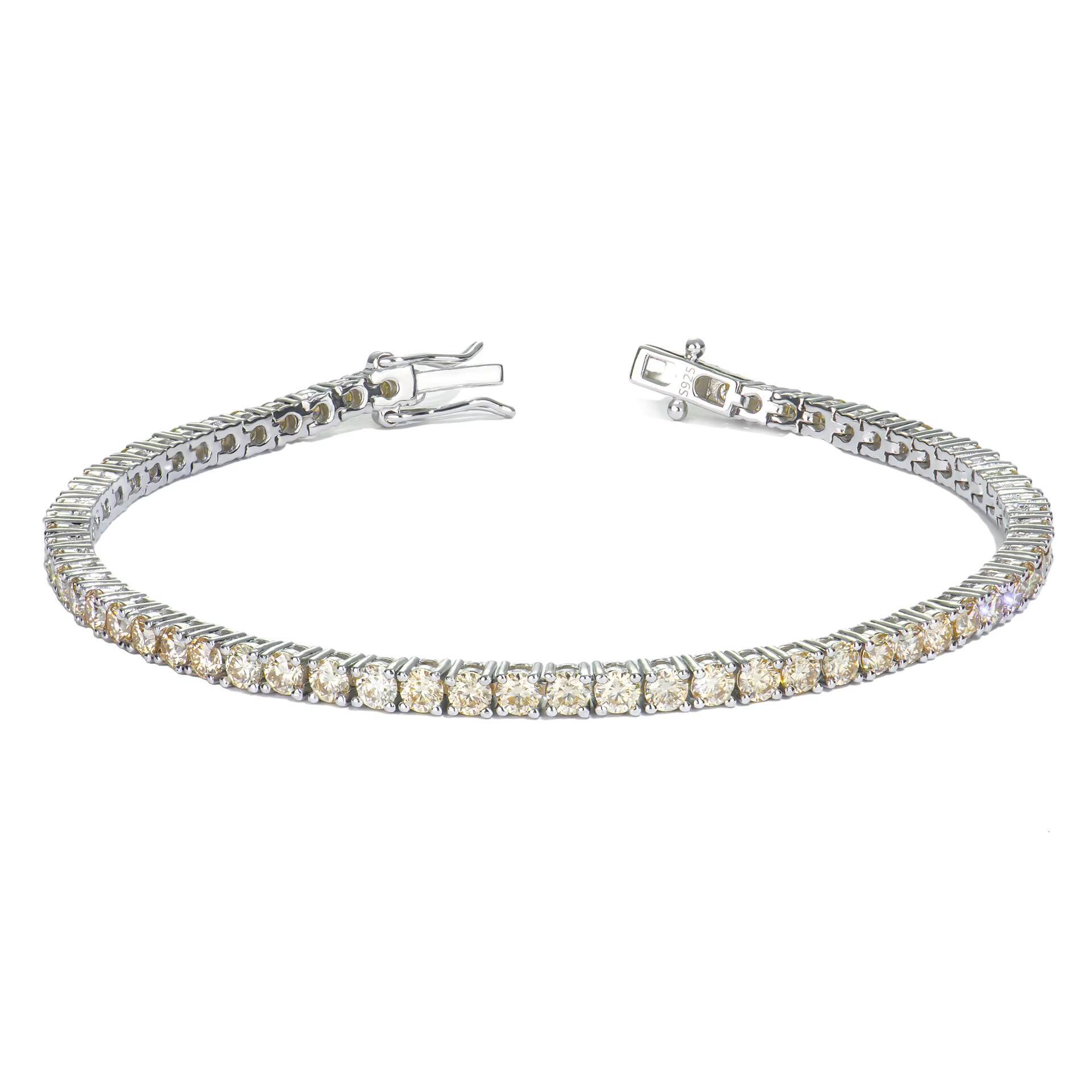 Classic Mens and Womens Moissanite Bracelet 6mm Four-Claw Full Inlaid Tennis Chain Cross-Border Jewelry From Manufacturer