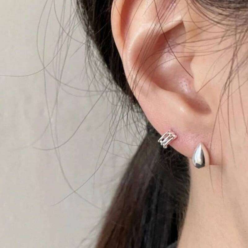 Aide 925 Sterling Silver 1 Pair Chic Water Drop Reflective Surface Earrings For Women 18K Gold Simple Vintage Elegant Jewelry