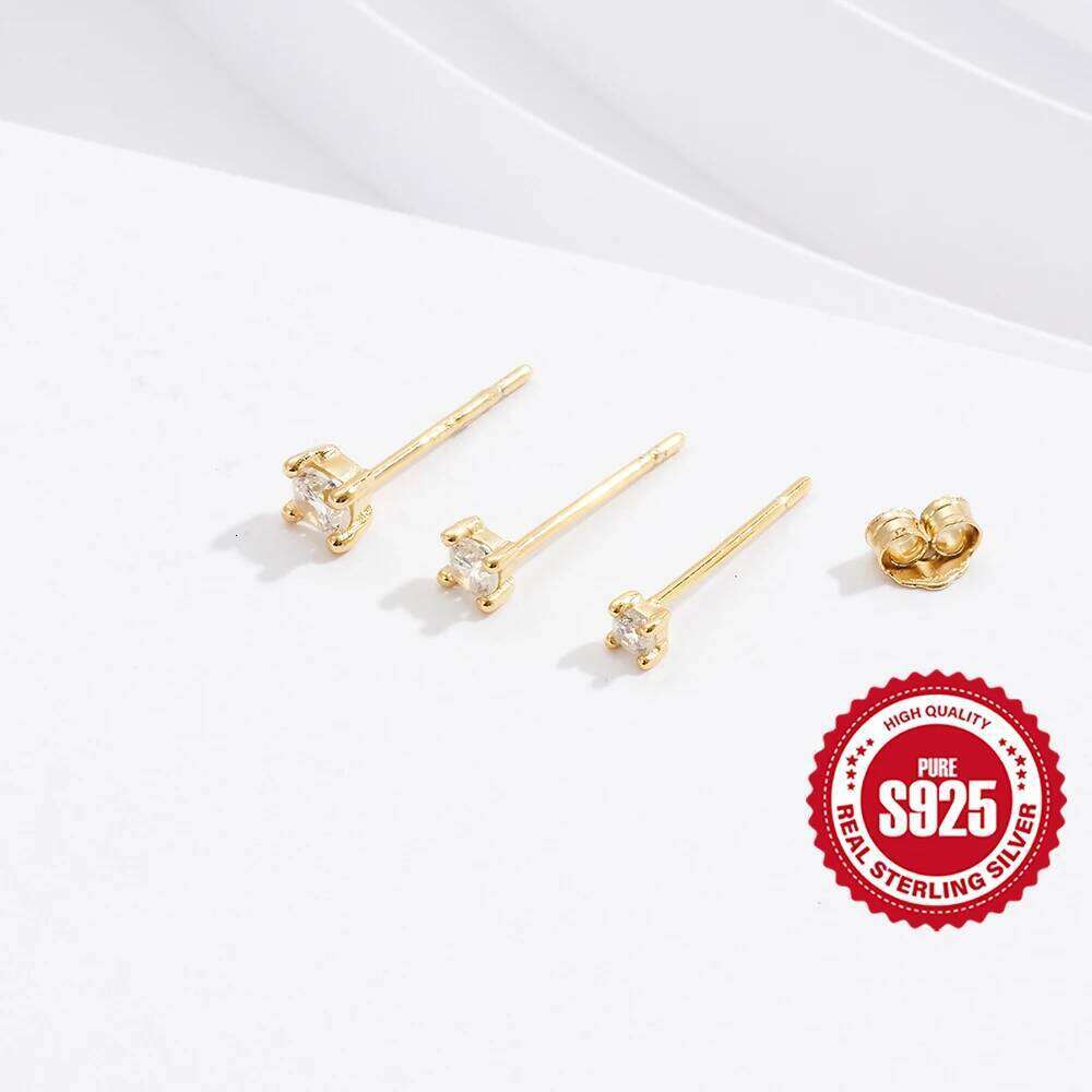 Aide 925 Sterling Silver 3pcs Set 2/3/4mm Mini Round Zircon Bar Piercing Stub Earring For Women Minimalist Jewelry Party Gift